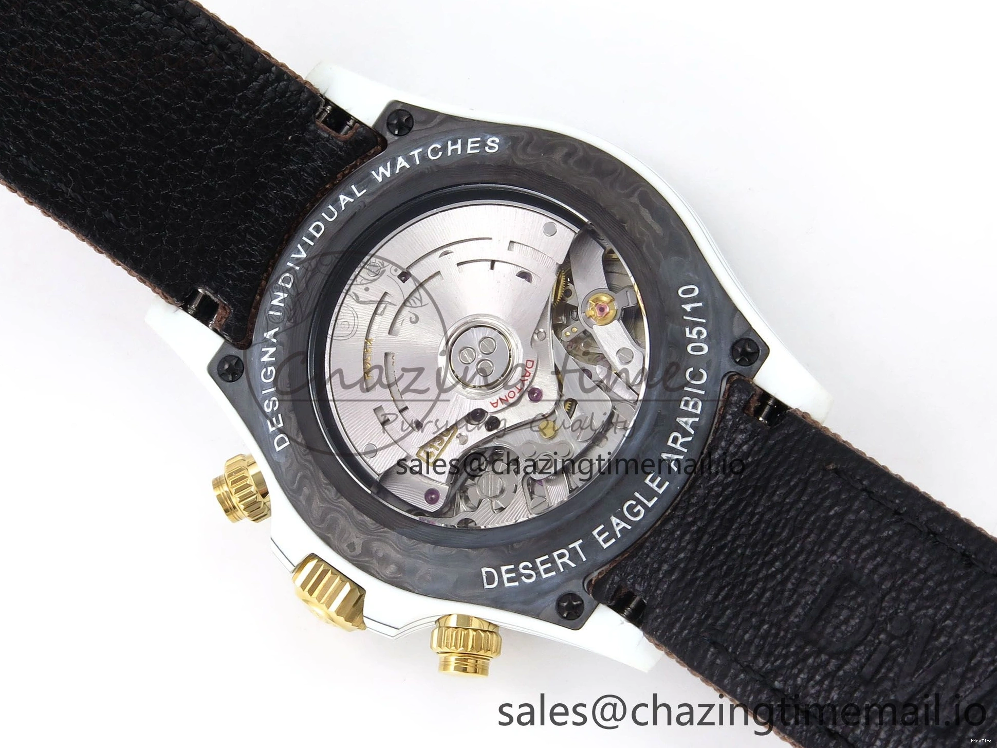 MiroTime 0118 Refined Daytona DIW “DESERT EAGLE”  White Carbon DIWF 1:1 Best Edition Cream Brown Dial on Brown Nylon Strap SH 1074